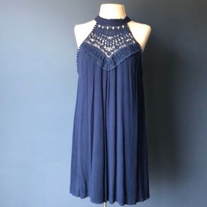Juniors blue crepe dress